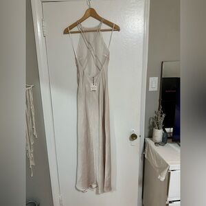 BNWT Zara satin Cream Maxi Dress